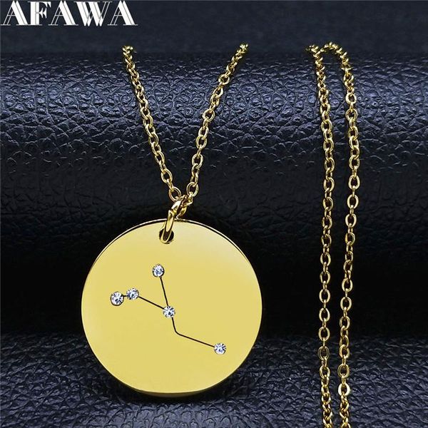 

pendant necklaces 2021 astrology stainless steel cancer chain for women/men round crystal statement necklace jewelry collier nxs02, Silver