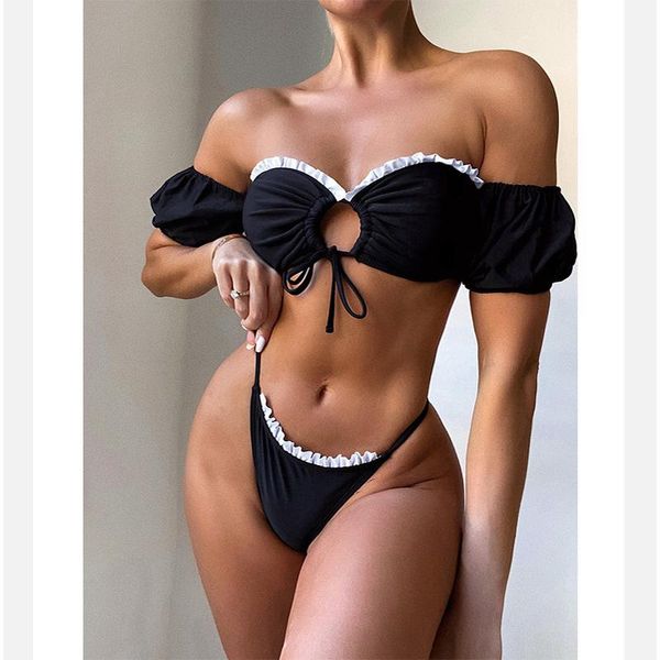 

women's swimwear bikini swimsuit bathing suit women biquini 2021 swimming for maillot de bain femme swim monokini, White;black