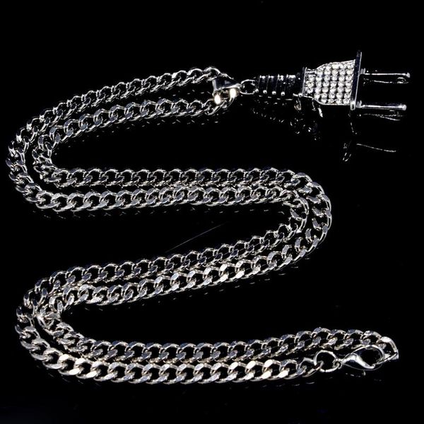 

pendant necklaces men women fashion alloy accessories portable hip hop charming jewelry gift long necklace, Silver