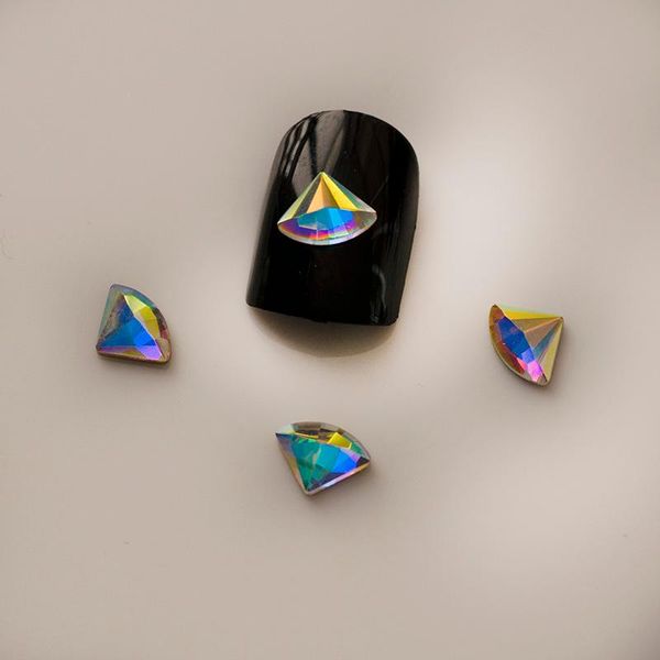 

crystal fan shape 20pcs/pack non fix nail art rhinestone glass strass 3d decoration decorations, Silver;gold