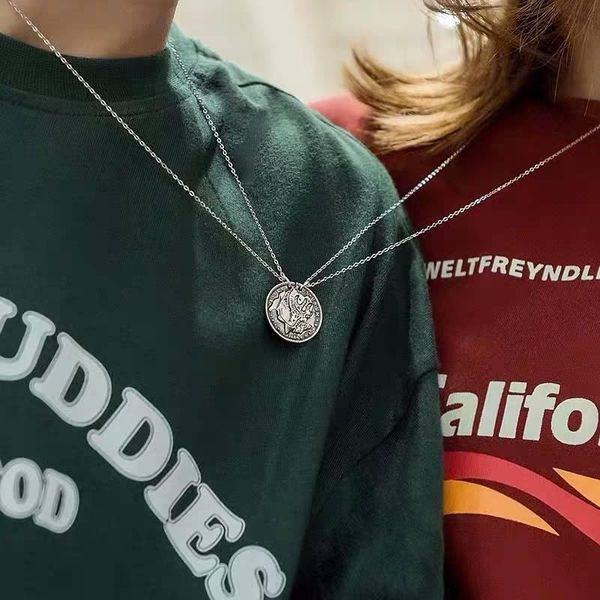 

chains all the way a deer have you lovers necklace pair of stitched pattern friend pendant gift tide jumping sweater chain, Silver