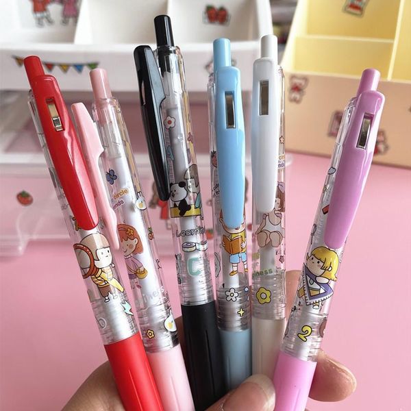 

gel pens 5pc/set small meat ball press water pen 5 different colors net red student girly heart high-value 0.5mm learning