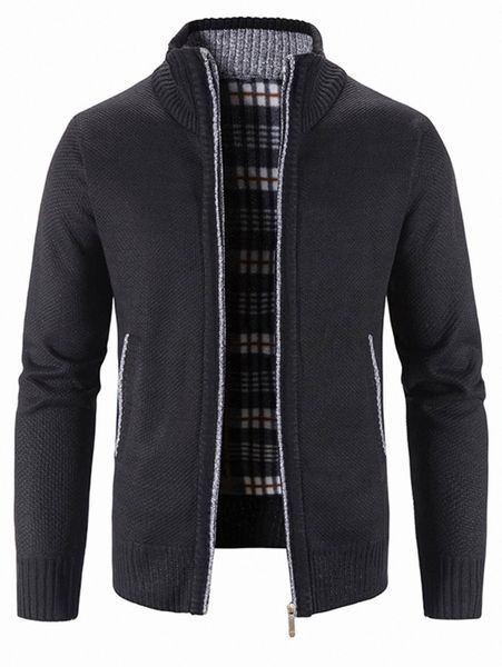 

men contrast binding zip up cardigan 97kb#, White;black