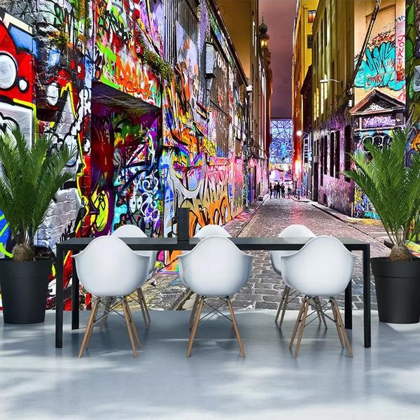 

wallpapers dropship custom 3d po wallpaper murals street graffiti personality art wall painting living room brick