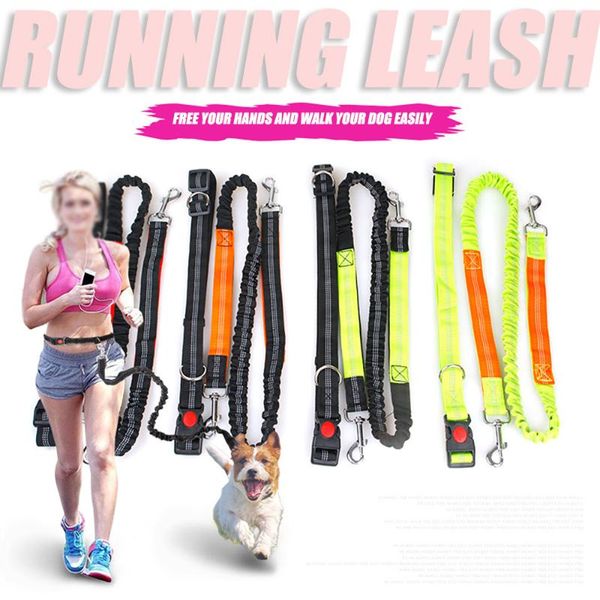 

dog collars & leashes leash,hands leash, premium running extendible bungee reflective stitching adjustable waist belt