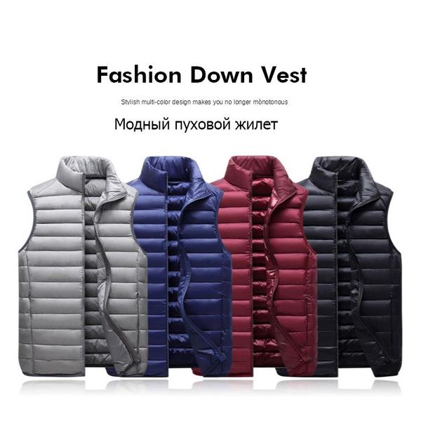 

men's vests men down vest without sleeves winter mens sleeveless jacket coats fashion male padded thicken waistcoats, Black;white