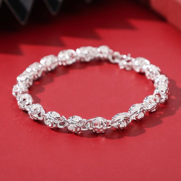 

charm bracelets women fashion silver plated simple charming crystal ball beads hollow out chain party wedding jewelry couples gift, Golden;silver