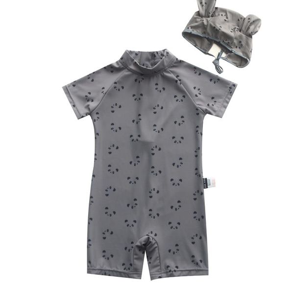 

one-pieces summer baby girl swimwear cute panda swimsuit with hat girls for kids boy shorts swimming toddler, Black