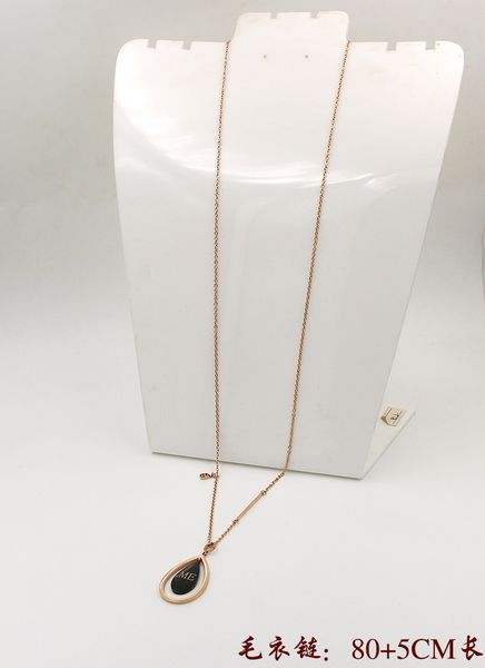 

m1-101 chain japanese and korean black me letter water drop gold long sweater necklace price, Silver