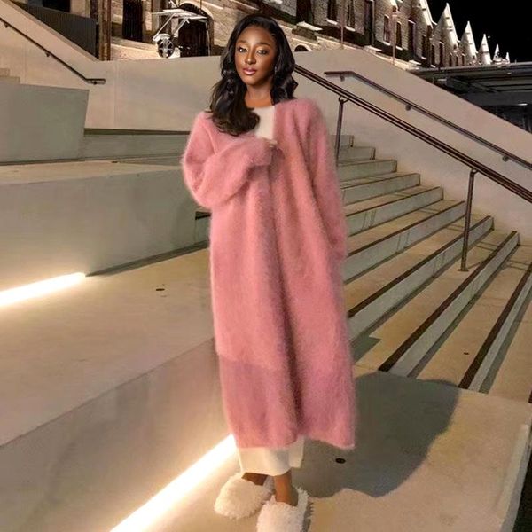 

women's knits & tees women casual long knitted cardigan mujer vintage loose sweater coat solid oversized jumper fashion clothes autumn, White