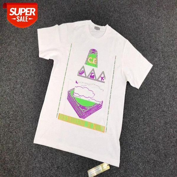 

european and american simple short-sleeved tee street loose casual luminous white green digital cloud logo printing t-shirt #234a, White;black
