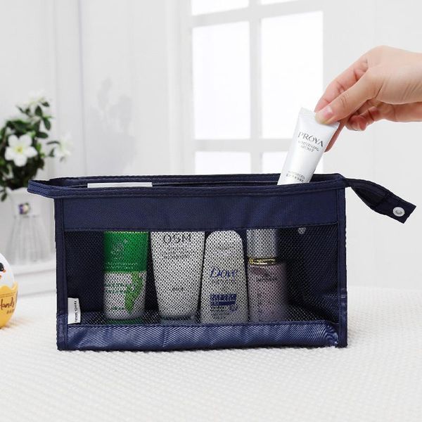 

style online celebrity multi-functional portable hand mesh cloth large capacity travel makeup storage wash bag duffel bags