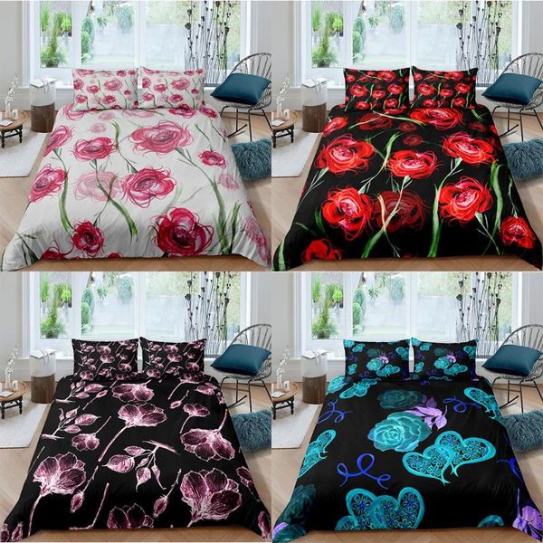 

duvet cover king size  comforter sets 2/3pcs digital printing flower luxury home textiles 3d bedding set