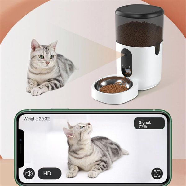 

cat bowls & feeders [video/button/wiff] 4l/6l auto pet feeder for dog smart dispenser remote control app timer 1920*1080 hd dogs cats b