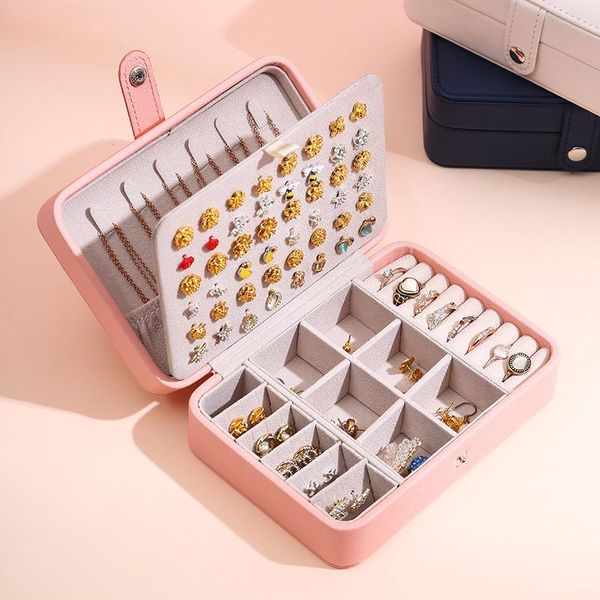 

jewelry pouches, bags box portable small simple earrings ear studs ring hand storage, Pink;blue