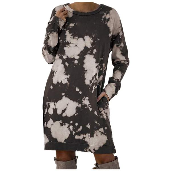 

casual dresses dress women's clothing appliques woman pocket oversized long sleeve crewneck loose 2021, Black;gray
