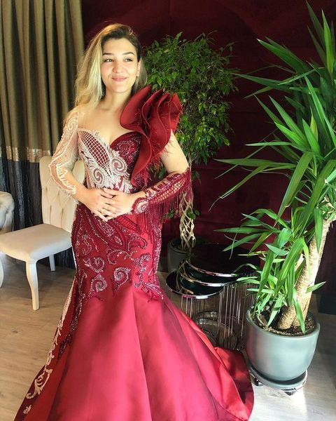 

2022 plus size arabic aso ebi burgundy luxurious mermaid prom dresses lace beaded evening formal party second reception gowns dress zj540, Black