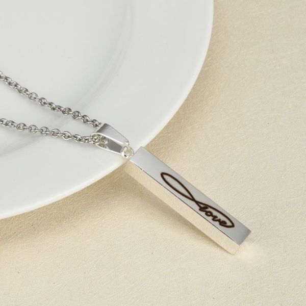 

pendant necklaces stereo stick lettering necklace l wish blessing gift stainless steel fashion jewelry, Silver
