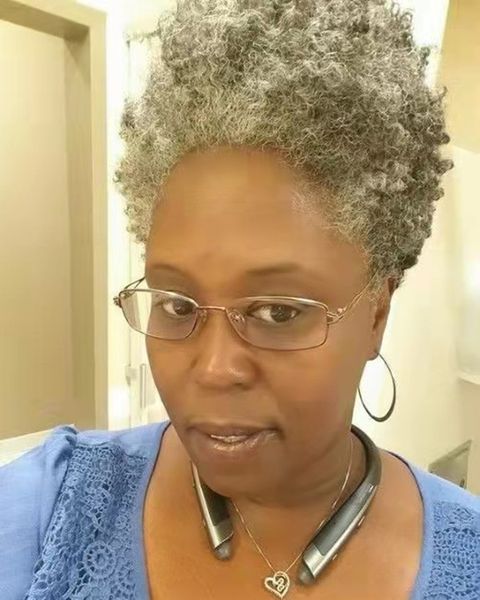 

salt and pepper natural gray ponytail human hair extension silver grey afro kinky curly puff bun updo drawstring wraps hairpiece real hairs, Black