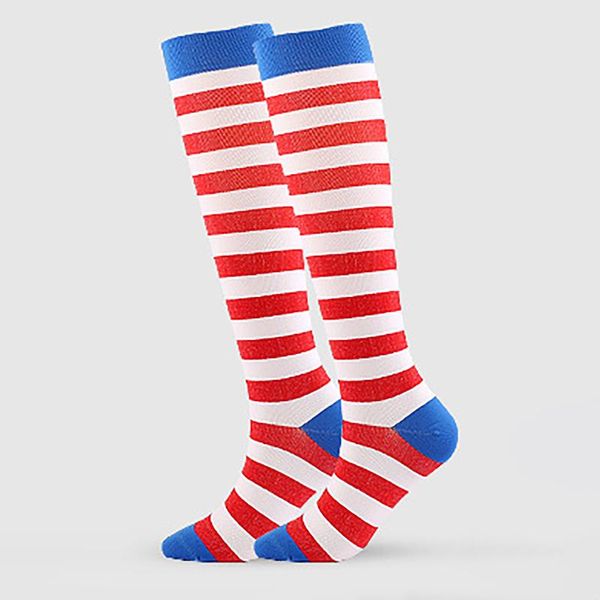 

socks & hosiery running men women absorb sweat cartoon print nylon long tube compression outdoor sports comfortable high calcetines, Black;white