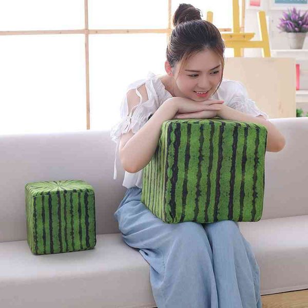 

japanese square funny watermelon pillow plush toy creative assembly building block game props grab machine doll