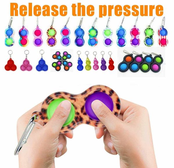 

dhl festival kids push fidget sensory toy simple dimple key ring 2 balls keychain stress relief vent toy bag pendants finger game toys