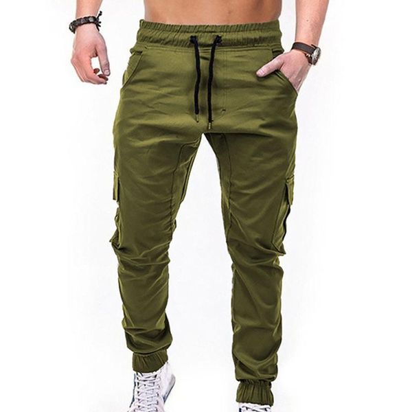 

men's pants solid overalls pocket cargo trousers men waterproof sport work breathable male casual slim bottom trouser, Black