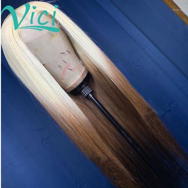 

ombre 13x6 lace frontal straight front wig invisible transparent wigs colored human hair preplucked brazilian1, Black;brown