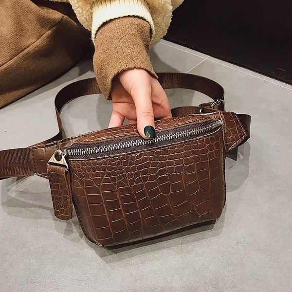 

crocodile pattern pu leather fanny packs for women fashion ladies waist bags female small belt bag girls shoulder bolso