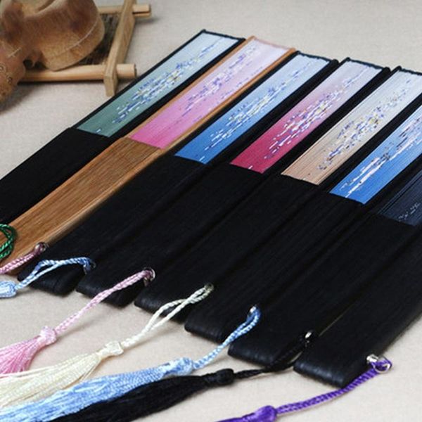 

other home decor folding fan wooden shank classical dance tassel elegent female hand pattern art craft display