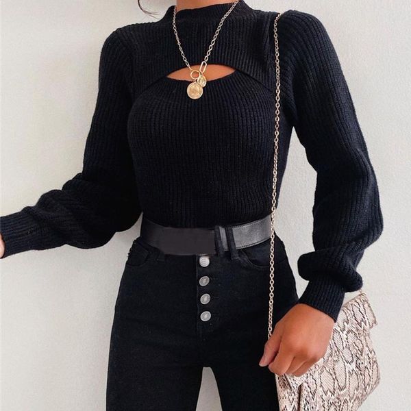 

sweater hollow out solid color long sleeve turtleneck women pullover warm plus size jumpers women's sweaters, White;black