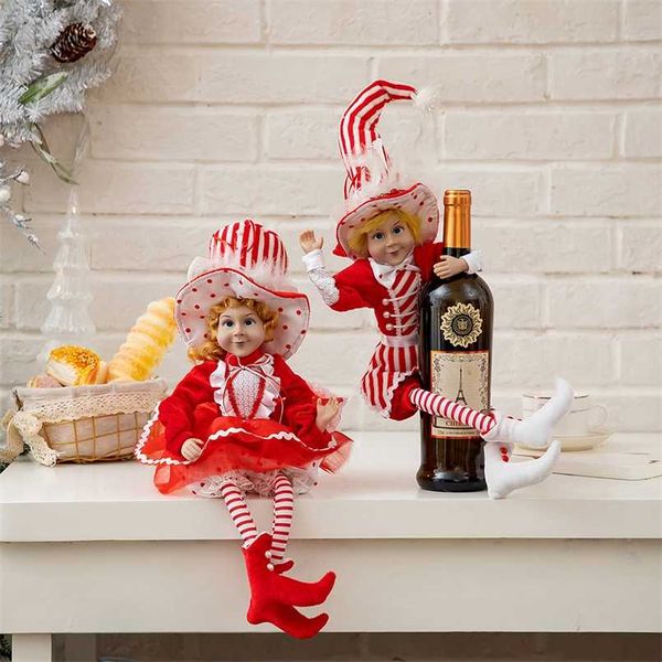 Weihnachten Elf Puppe Set von 2 Baum Dekor Anhänger Ornamente Niedliche Elfen Spielzeug Jahr Navidad Natal Home Dekoration 211021