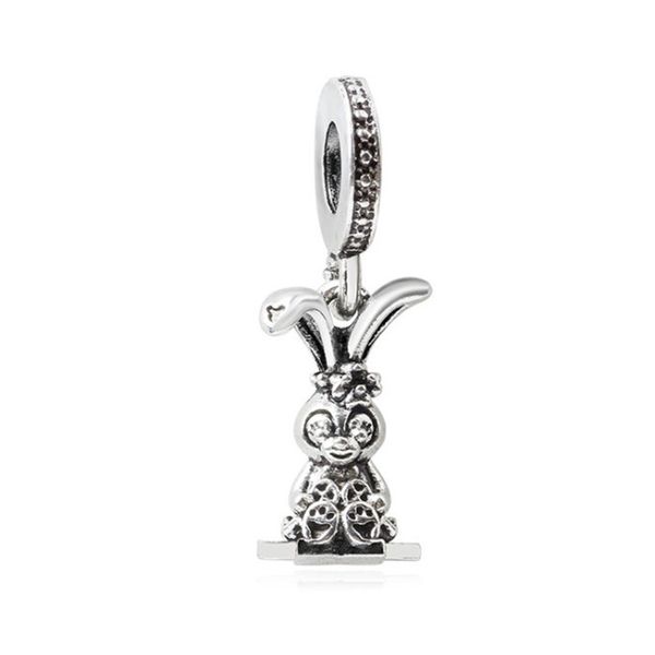 

unique rabbit dangle alloy charm bead big hole fashion women jewelry european style for pan diy bracelet necklace panza006-32, Bronze;silver