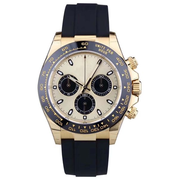 Luxuriöse klassische Herren-Automatikuhr 2813, mechanische Uhr, Durchmesser 40 mm, Gummigürtel, drei Ringe, Diamant, wasserdicht, Saphir