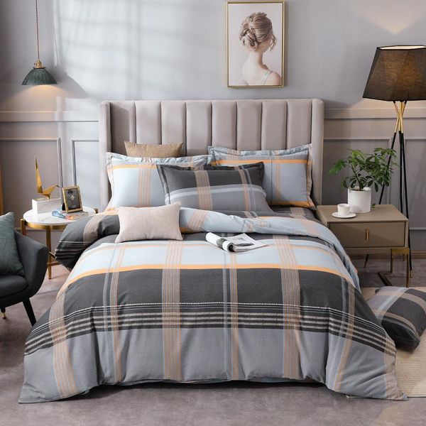 

bedding sets 100% cotton quilt cover pillowcase bed sheet 4pcs single/double simple fashion printing home textile products large