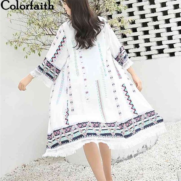 

kimono cardigan fashion tassel chiffon summer tribal retro printed blouses ladies shirts women clothing ca6329 210427, Black