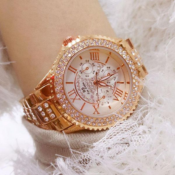 

wristwatches serynow watches for women rose gold quartz watch diamonds clock stainless steel ladies wrist relogio feminino, Slivery;brown