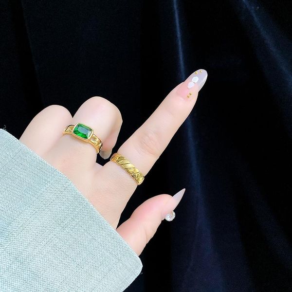 

wedding rings stainless steel european and american vintage small number ins ring light luxury high sense adjustable open, Slivery;golden