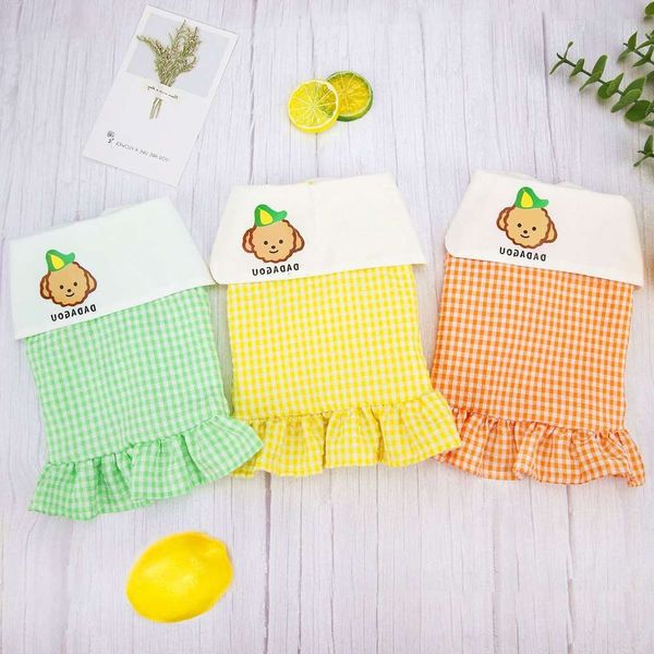 

dog clothes spring and summer dog bubble lattice skirt pet lovely princess thin