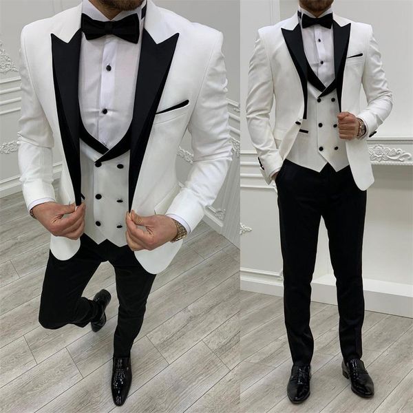 

3 pcs slim fit wedding tuxedos jacket vest pants customise groom groomsmen suit mens' business formal wear, Black;gray