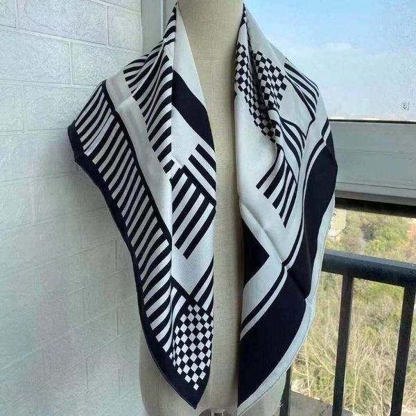 

arrival spring summer classic 100% pure silk scarf twill hand made roll 90*90 cm shawl wrap for women lady gift scarves, Blue;gray