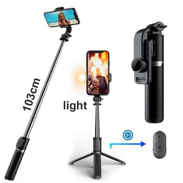 

selfie monopods wireless bluetooth-compatible stick tripod shutter remote control for ios android take pos beauty artifact fill light