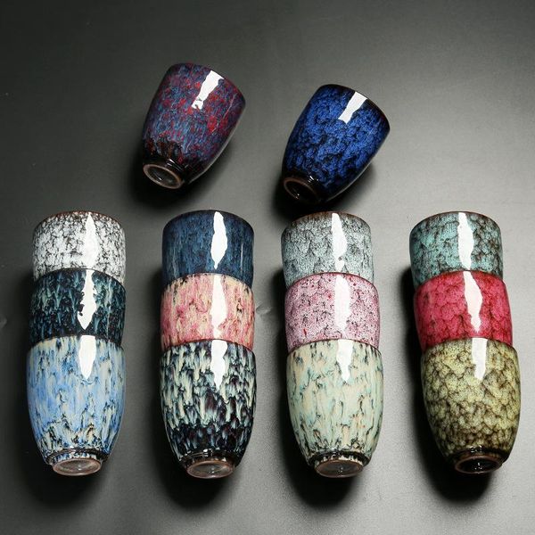 

cups & saucers japanese-style ceramic cup single large jianzhan glaze kiln tea set master colorful gift 250ml