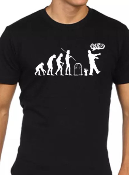 

zombie camiseta divertido hombre evolution, White;black