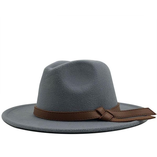 

British Fedora Hat Men Women Imitation Woolen Winter Felt Hats Fashion Jazz Fedoras Chapeau Wide Brim, Blue;gray