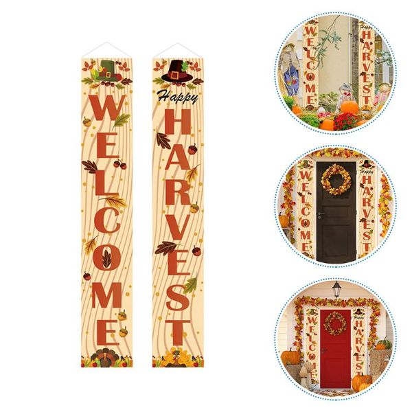 

curtain & drapes 1 pair autumn couplet thanksgiving porch banner