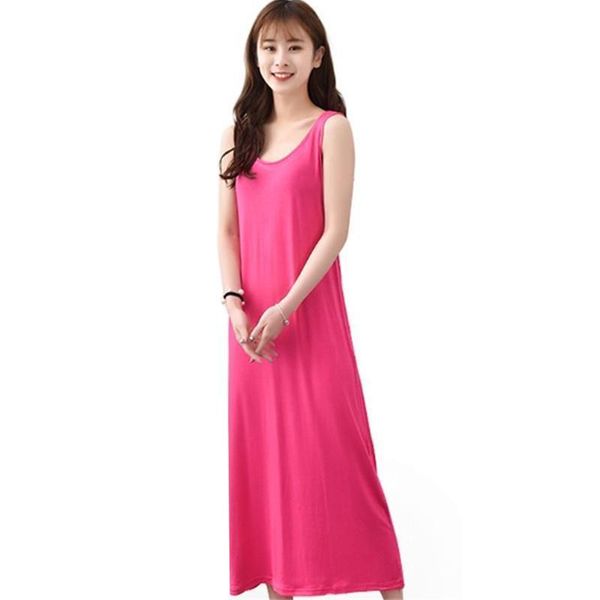 

women sleepwear plus size summer vest night solid dress modal cotton elasticity long nightdress nightgown female gown xl 6xl, Black;red