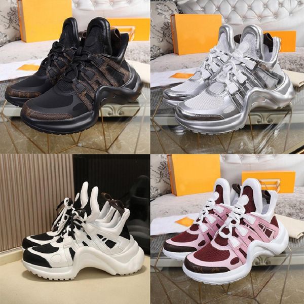 

designers shoes casual shoes archlight sneakers luxury fashion man women sneaker lace-up trainers thick bottom height increasing dad show ar, Black