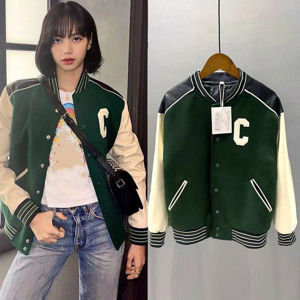 

women's jackets kpop korea celebrity lisa spring autumn loose baseball uniform warm jacket women fashion retro clothes streetwear overs, Black;brown
