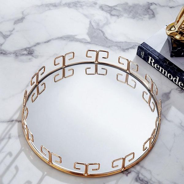 

golden stroke glass mirror storage trays decorative jewelry display tray creativity figurine organizer living room decoration kitchen & orga